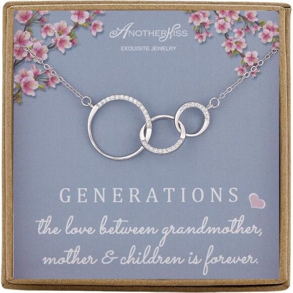 Sterling Silver Infinity Necklace for Grandma Gift Mom Daughter Son Birthday - Picture 1 of 7